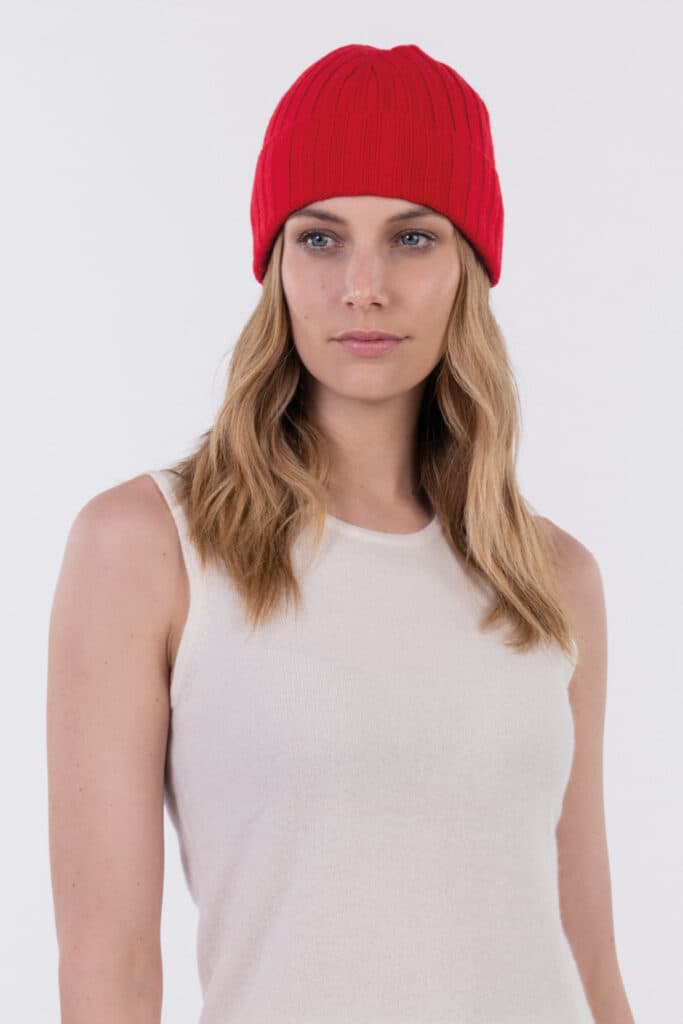 Rib-knit beanie hat