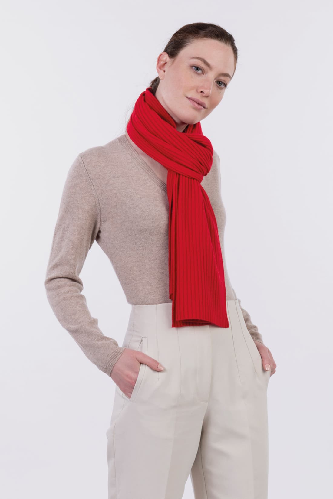 Ribbed scarf 180 × 35 cm