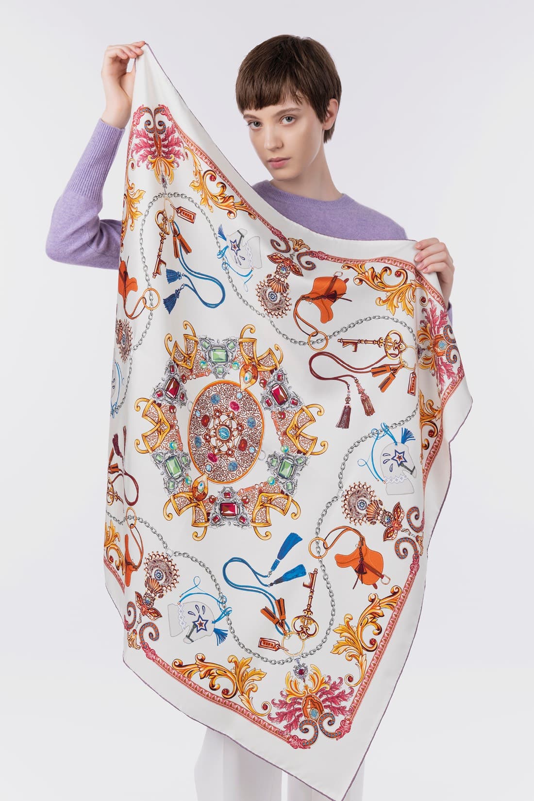 Foulard bedruckten gemustert reine Seide 90×90 cm