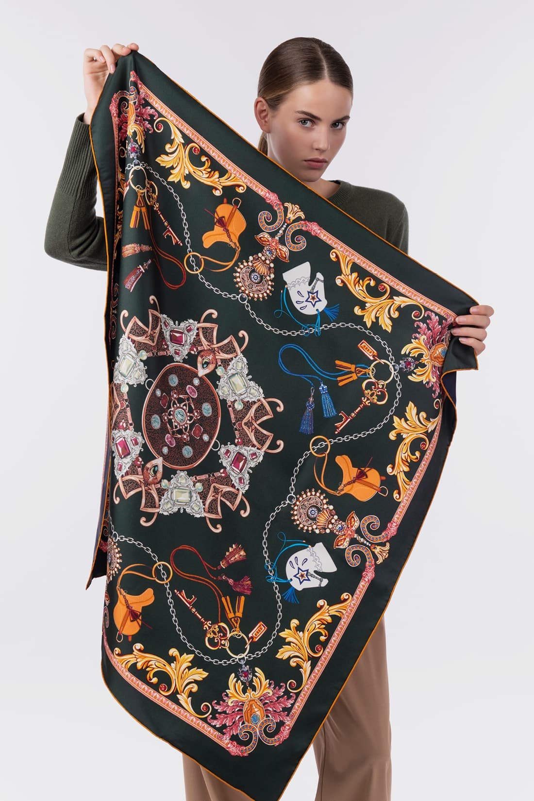 Foulard bedruckten gemustert reine Seide 90×90 cm