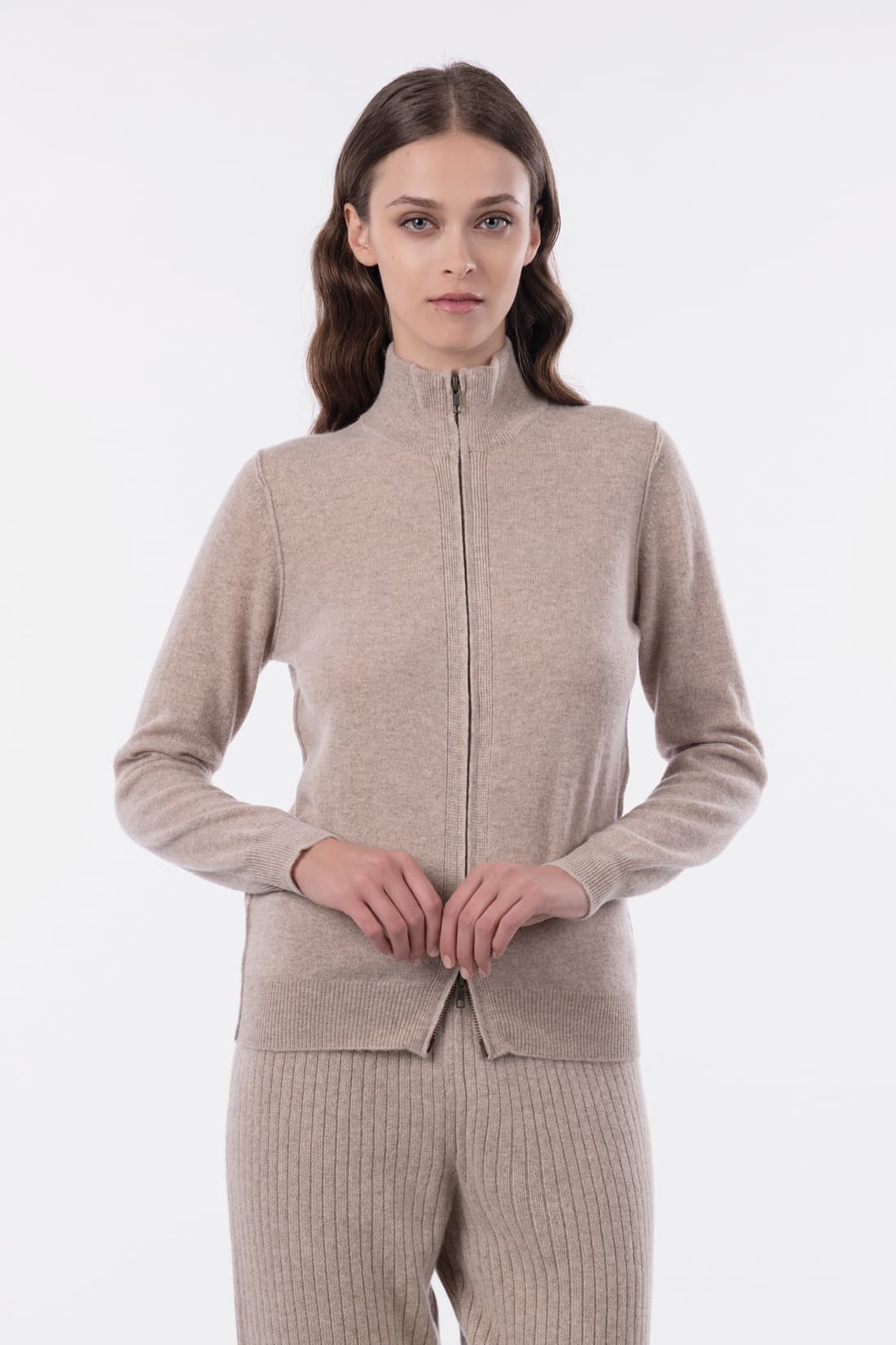 Cardigan collo a montante con zip