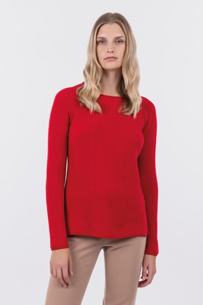 English rib-knit crew neck