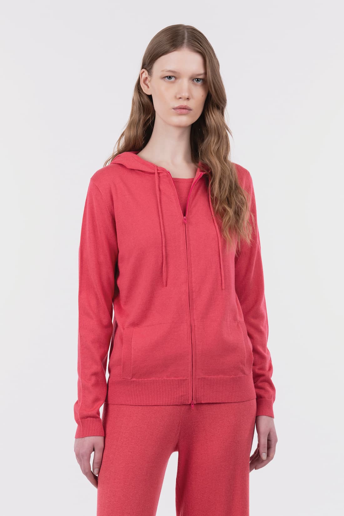 Felpa zip con cappuccio