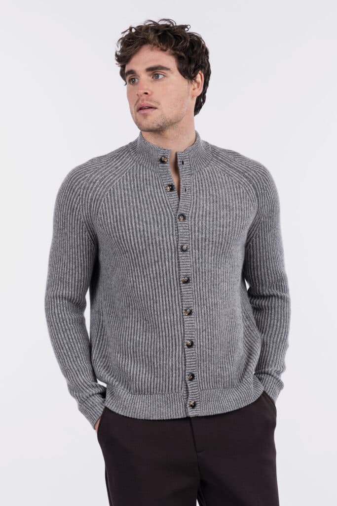 English rib-knit cardigan