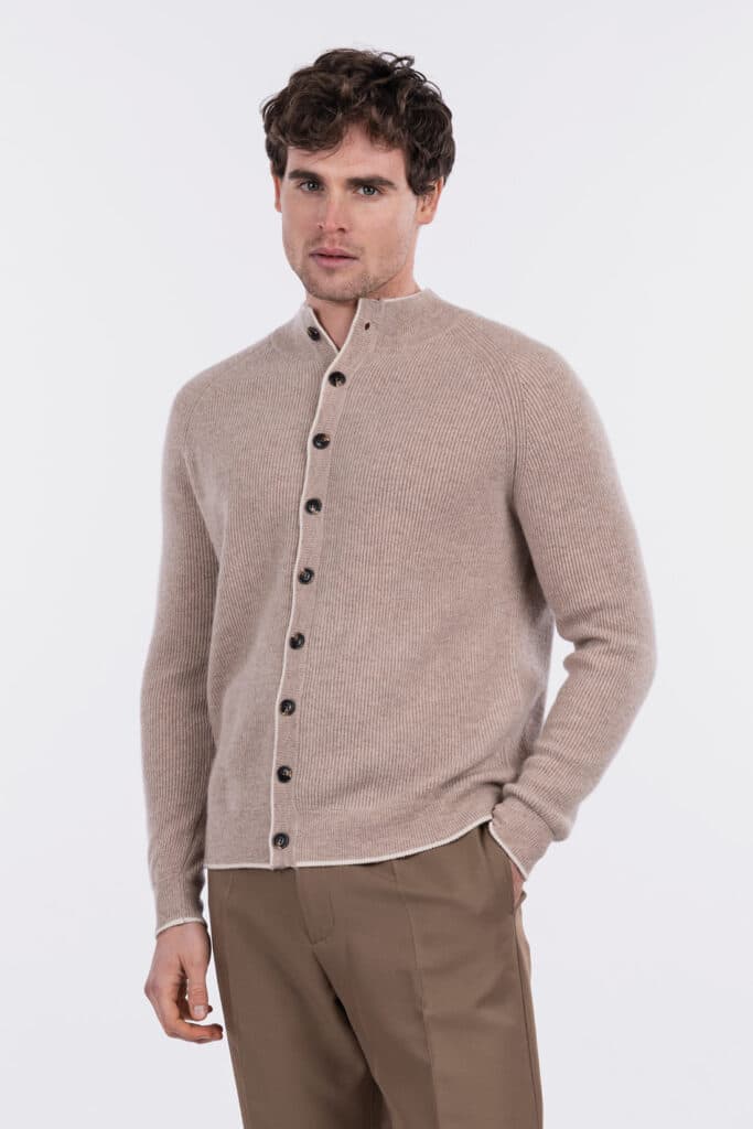 English rib-knit cardigan