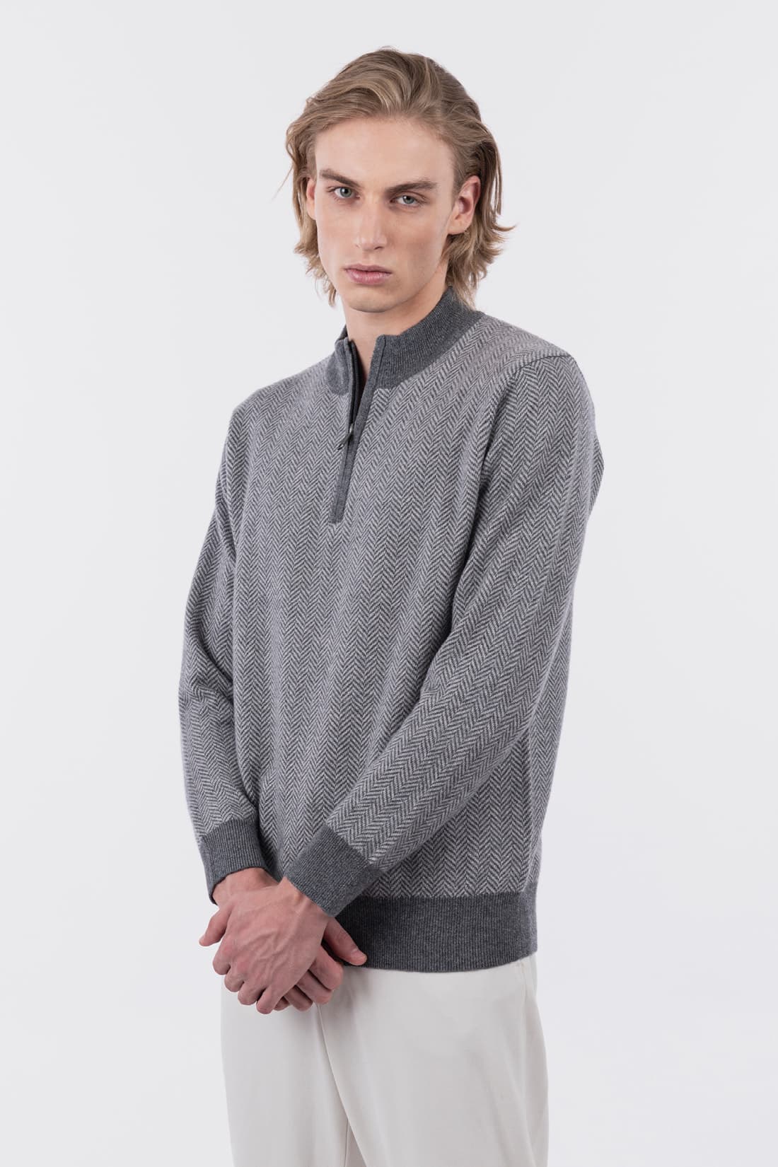 Herringbone Henley sweater