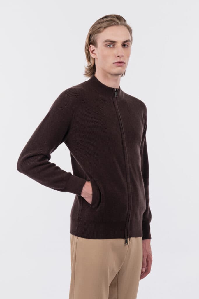 Ribbed cardigan with zip