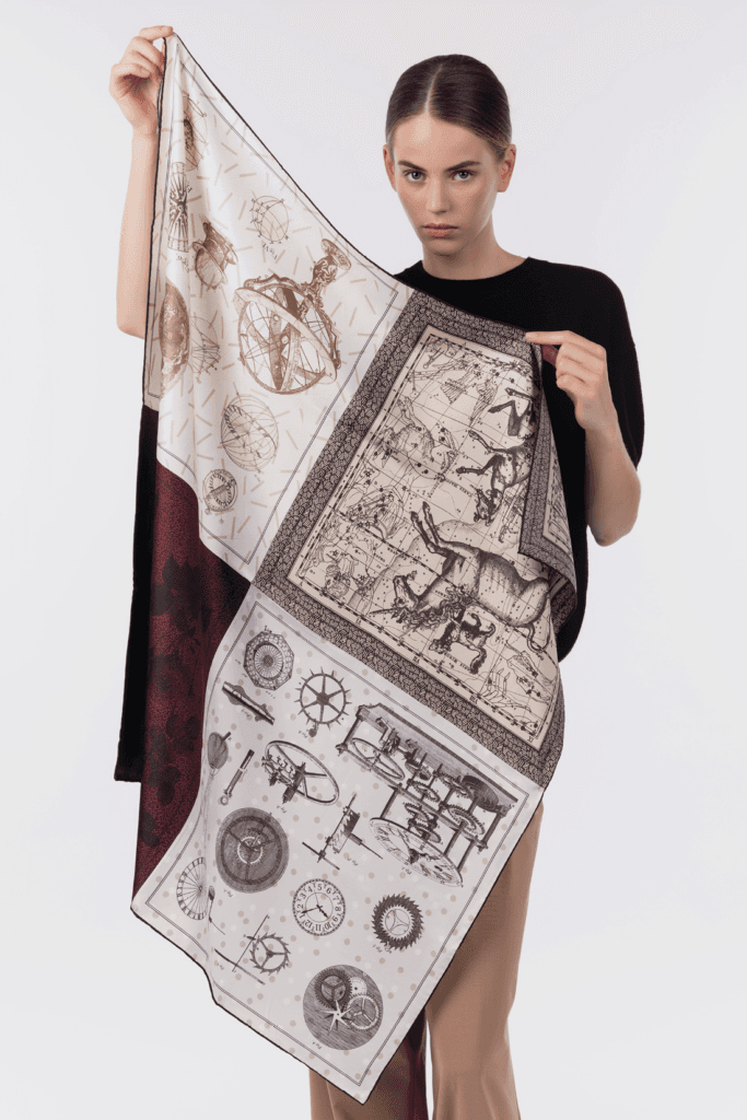 Printed Pure Silk Foulard 90×90 cm