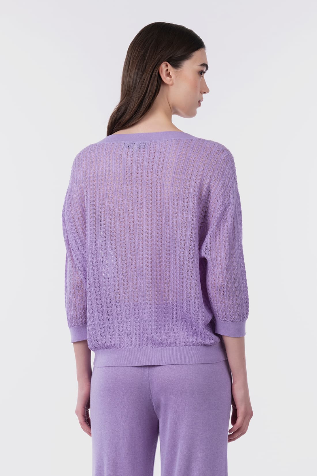 Feinstrick-Lochmusterpullover