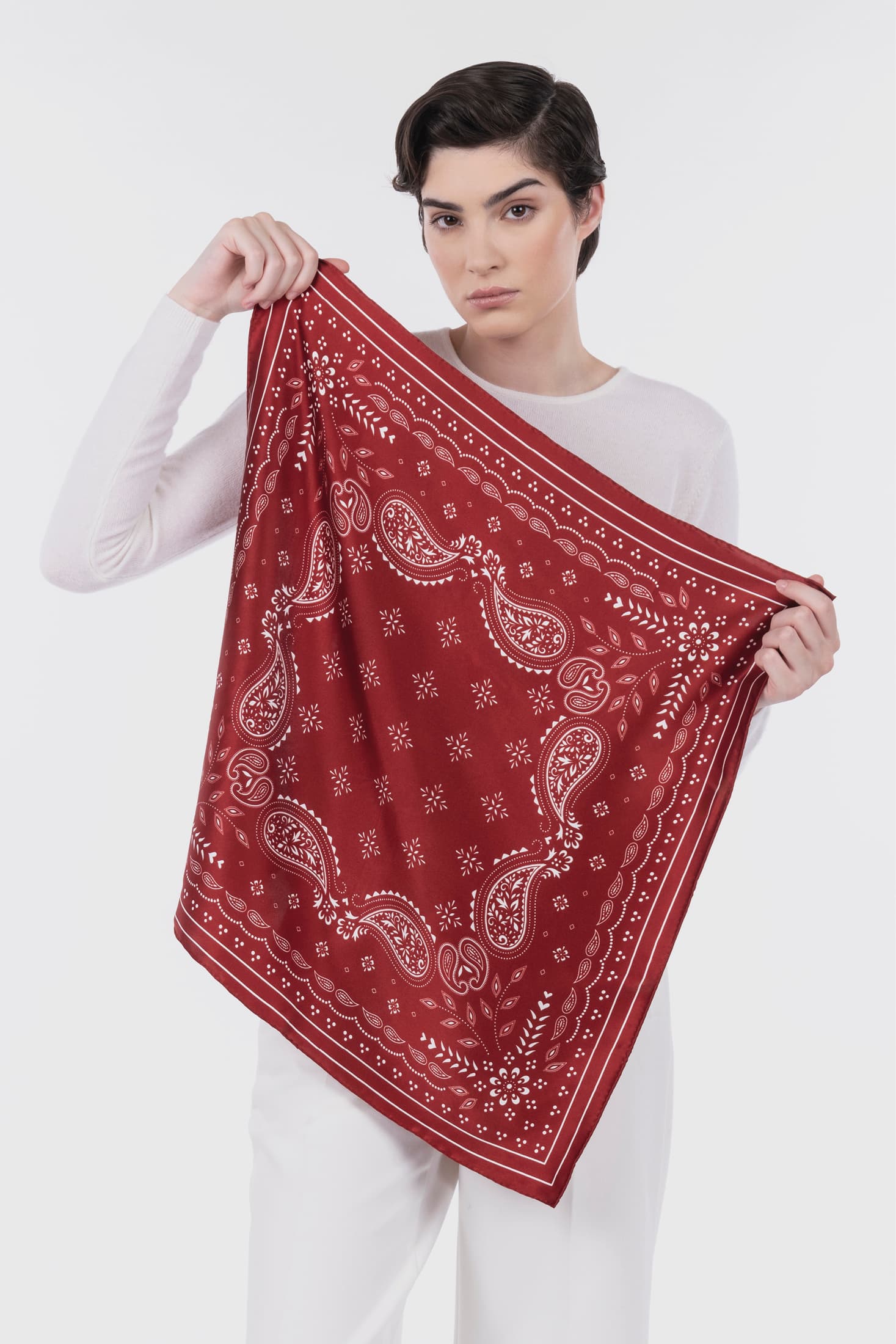 Bandana stampa Paisley pura seta 60x60cm