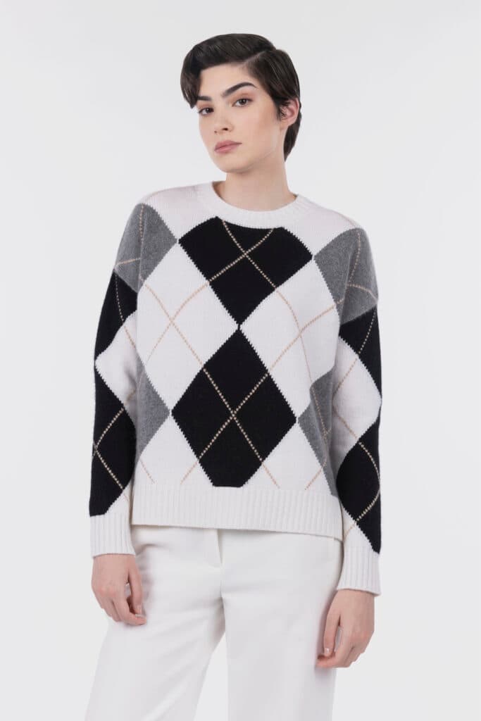 Diamond Intarsia Crew Neck