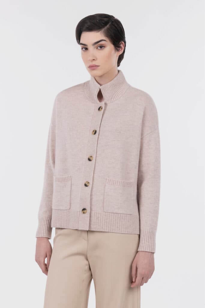 Stand Collar Button Cardigan