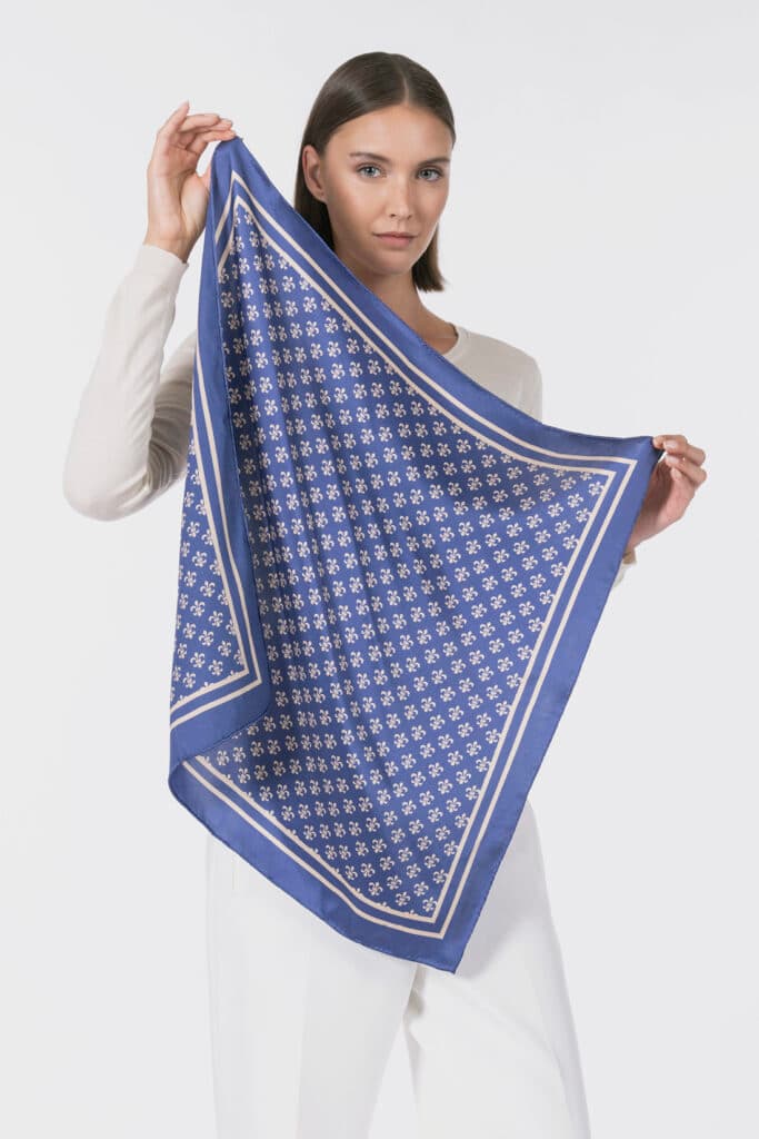 Pure Silk Florentine Lily Print Bandana 60 × 60 cm