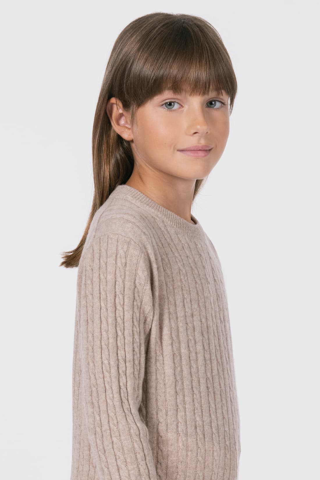 Kids' cable-knit crew neck