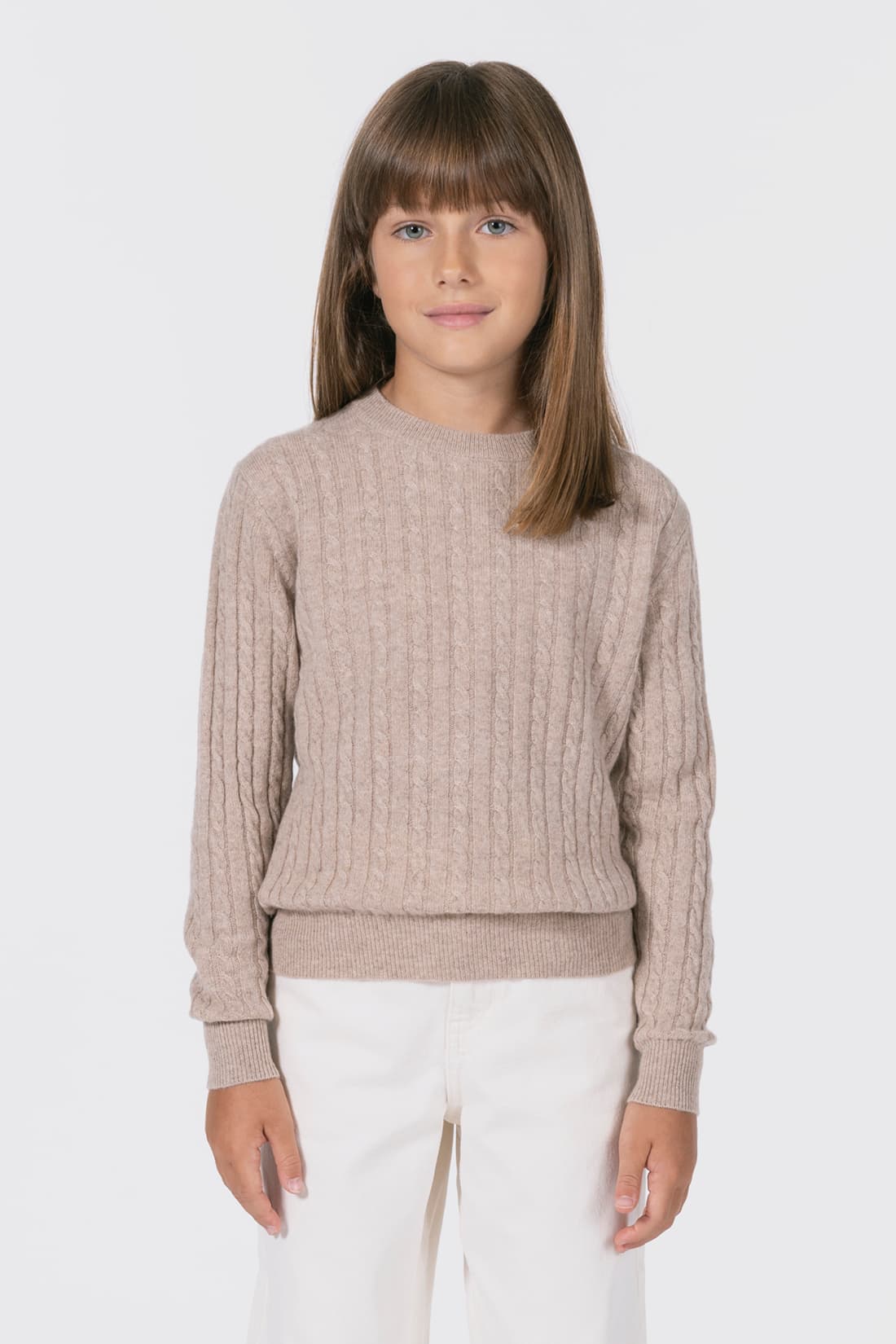 Kids' cable-knit crew neck