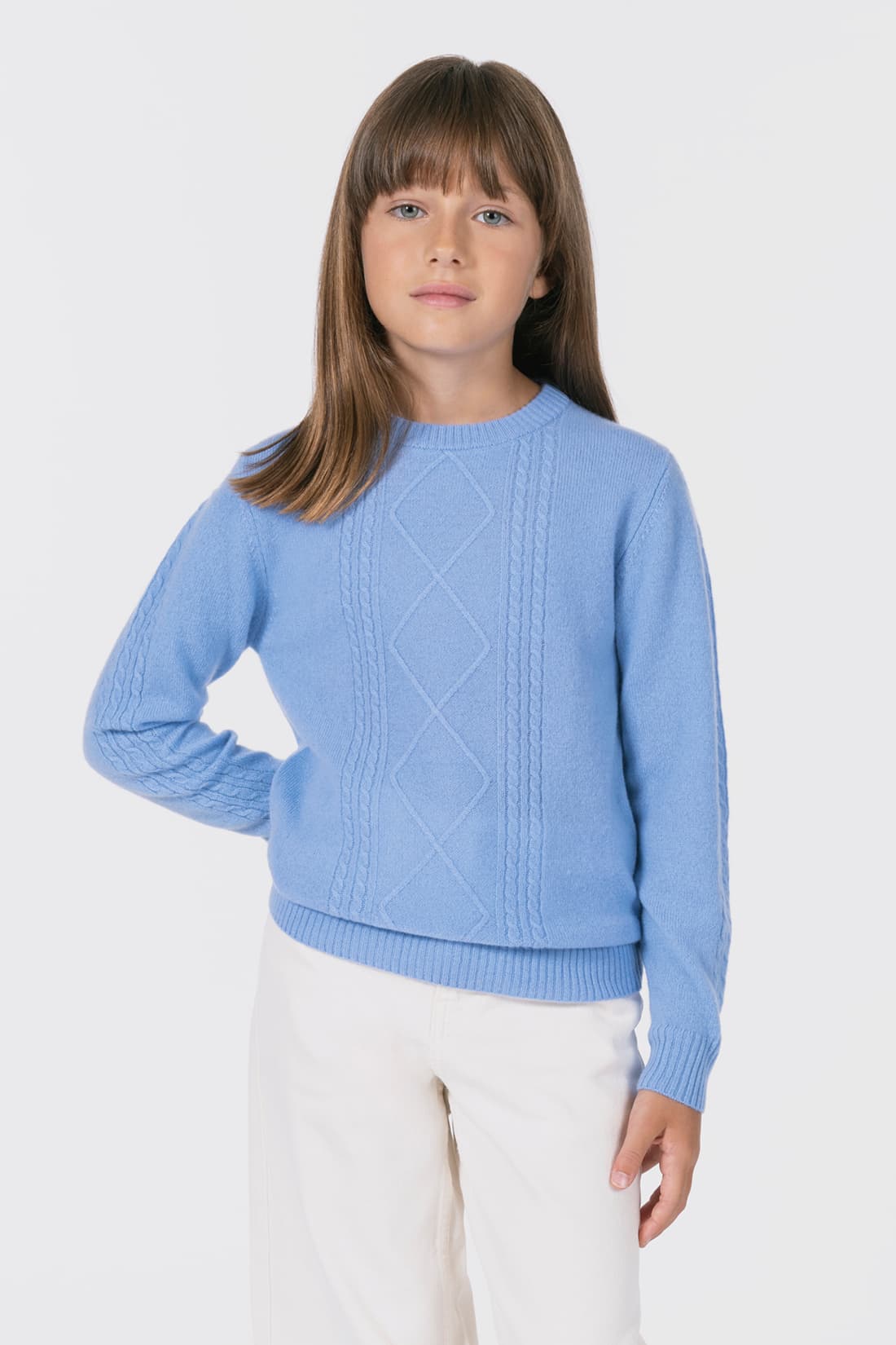 Rundhalsausschnitt pullover mit Zopfmuster