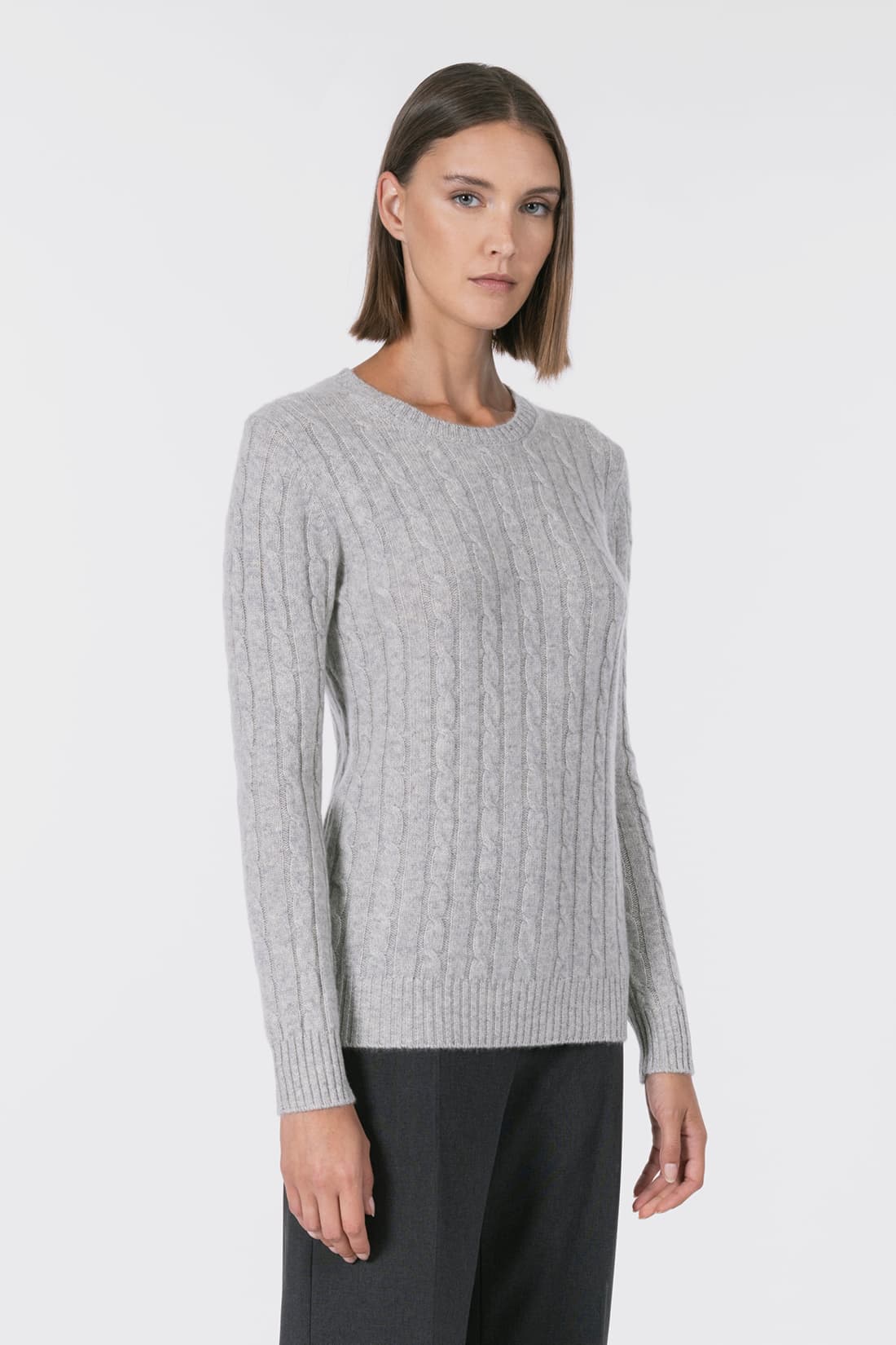 Cable-knit crew neck